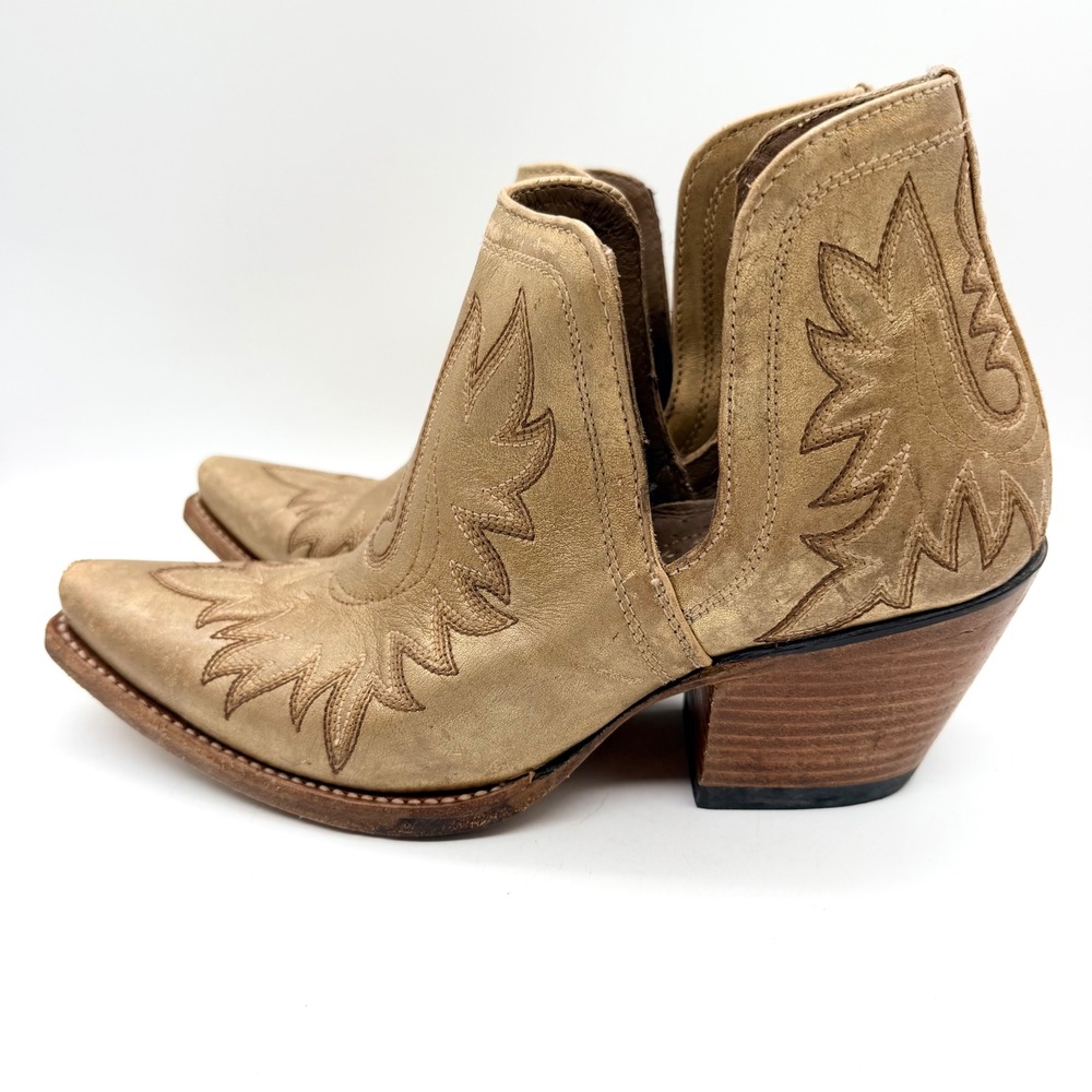 ARIAT Dixon Western Ankle Bootie In Distressed Gold Size 8.5 Coastal Cowgirl - Picture 9 of 13